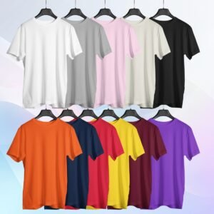 Unisex Round Neck Solid Cotton T-Shirt