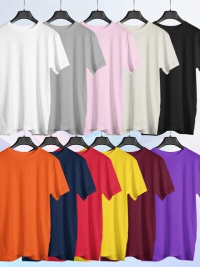 Unisex Round Neck Solid Cotton T-Shirt