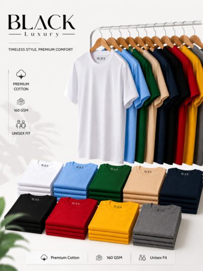 Unisex Round Neck Cotton Tee – Multi Color