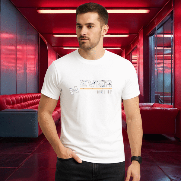Never Give Up Unisex Round Neck Cotton T-Shirt - Image 2