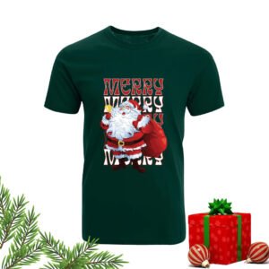 Merry Christmas Santa Design Round Neck T-Shirt Premium Cotton CM210
