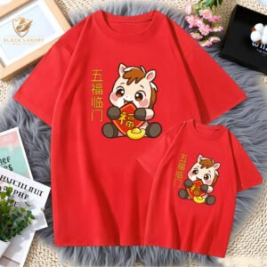Chinese New Year 2026 Cute Horse T-Shirt – Unisex Cotton (Ny204)