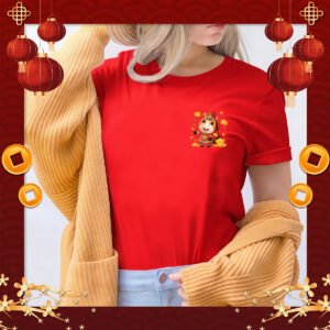 CNY 2026 Cute Horse Gold Pocket T-Shirt – Unisex Cotton