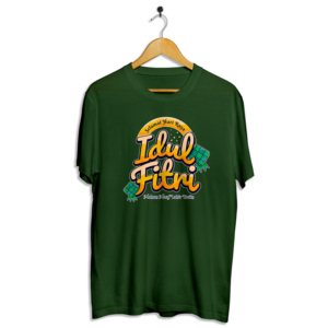 Hari Raya Aidil Fitri Adult Unisex Cotton Round Neck Green T-Shirt by Black Luxury Malaysia