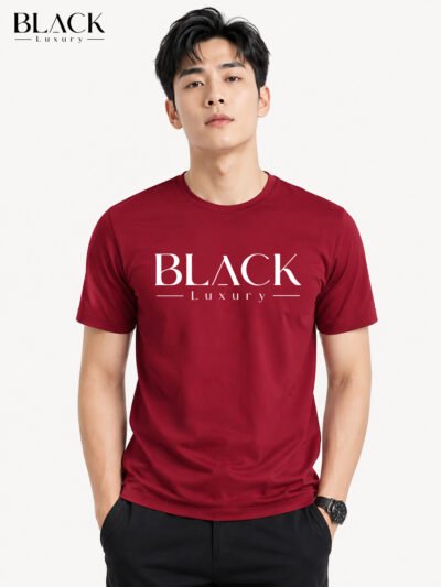 BLACK Unisex Round Cotton T-Shirt Short Sleeve